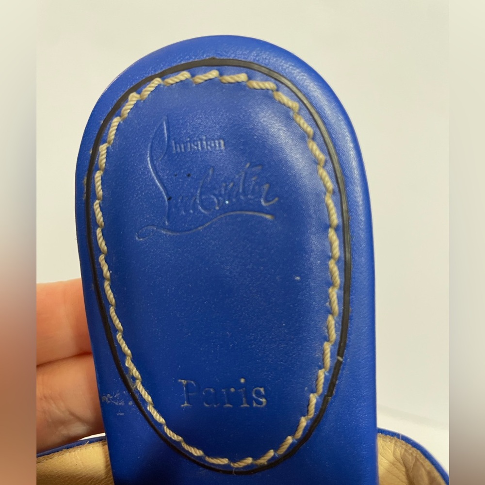 Christian Louboutin Blue Studded Leather Sandals - Picture 10 of 15